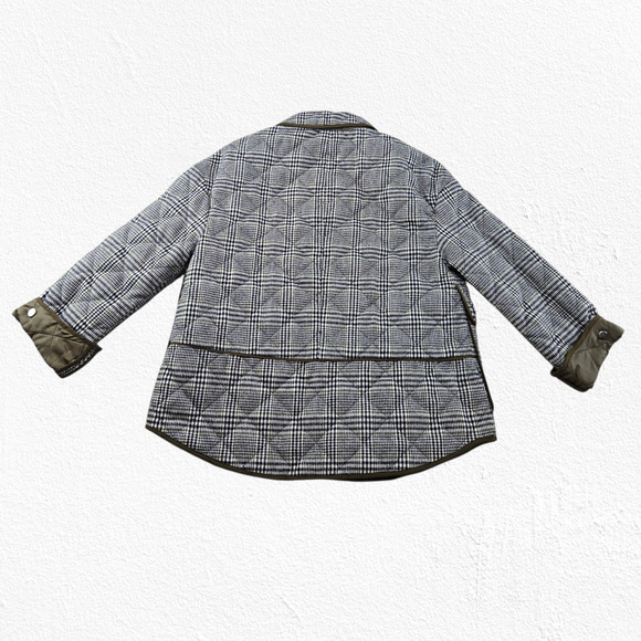 Zara Olive Plaid Quilted Equestrian Riding Jacket with Snap Pockets Size Small - Picture 13 of 13